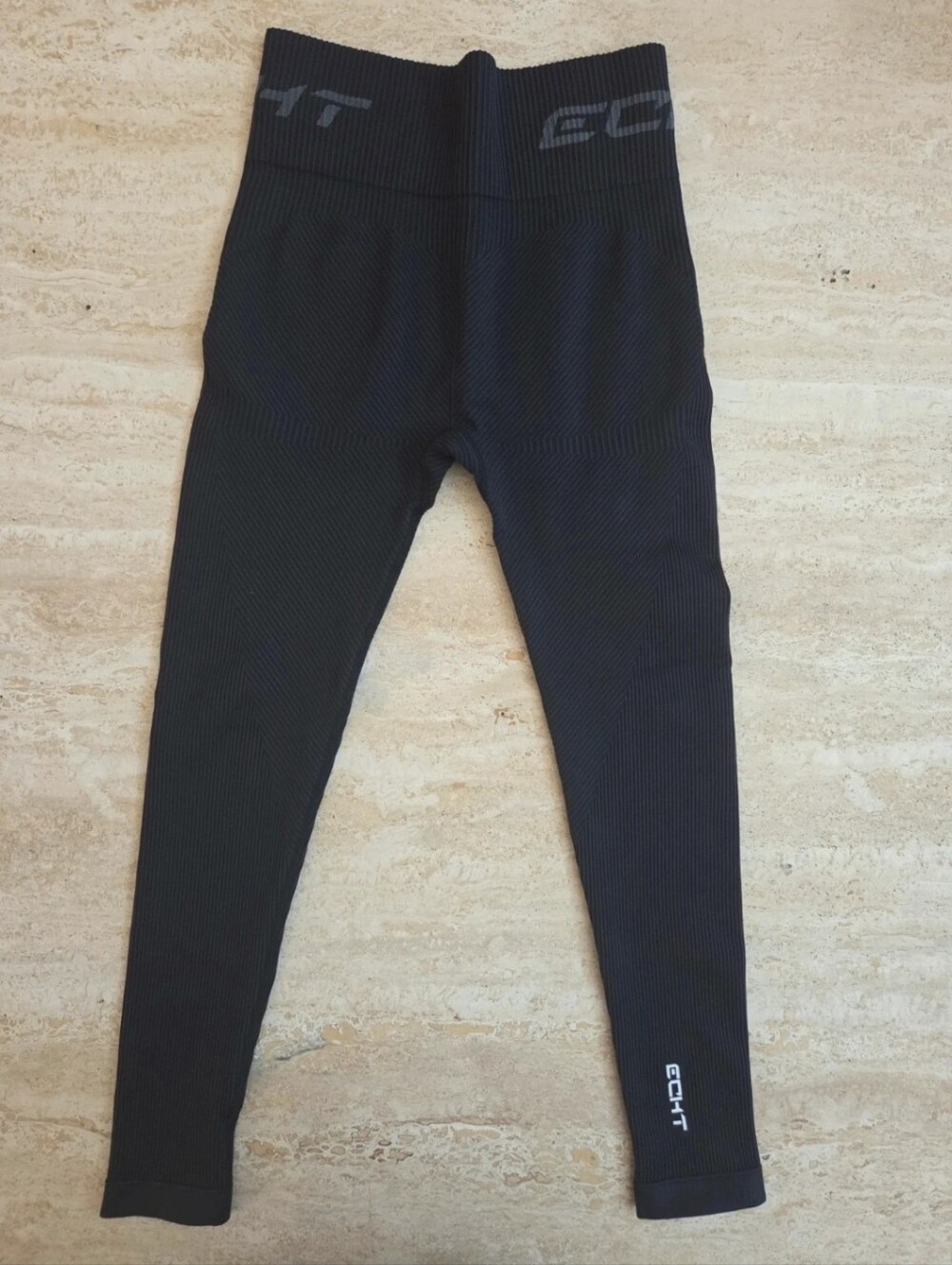 ECHT Black Seamless Ribbed Leggings Logo